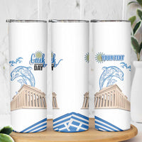 Personalized Greece Greek Independence Day Skinny Tumbler Dolphin and Parthenon