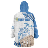 Personalized Greece Greek Independence Day Wearable Blanket Hoodie Dolphin and Parthenon
