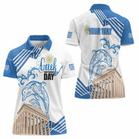 Personalized Greece Greek Independence Day Women Polo Shirt Dolphin and Parthenon