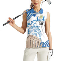 Personalized Greece Greek Independence Day Women Sleeveless Polo Shirt Dolphin and Parthenon