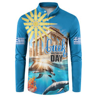 Greece Independence Day 25th March Button Sweatshirt Scenery in Greece