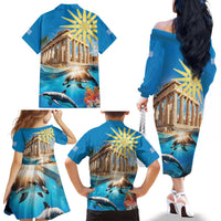 Greece Independence Day 25th March Family Matching Off The Shoulder Long Sleeve Dress and Hawaiian Shirt Scenery in Greece