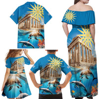 Greece Independence Day 25th March Family Matching Off Shoulder Maxi Dress and Hawaiian Shirt Scenery in Greece