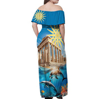 Greece Independence Day 25th March Family Matching Off Shoulder Maxi Dress and Hawaiian Shirt Scenery in Greece
