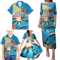 Greece Independence Day 25th March Family Matching Puletasi and Hawaiian Shirt Scenery in Greece