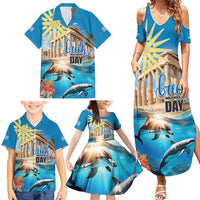 Greece Independence Day 25th March Family Matching Summer Maxi Dress and Hawaiian Shirt Scenery in Greece