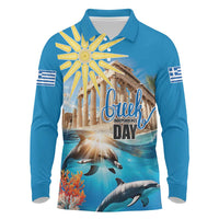 Greece Independence Day 25th March Long Sleeve Polo Shirt Scenery in Greece