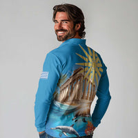 Greece Independence Day 25th March Long Sleeve Polo Shirt Scenery in Greece