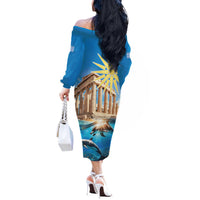 Greece Independence Day 25th March Off The Shoulder Long Sleeve Dress Scenery in Greece