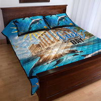 Greece Independence Day 25th March Quilt Bed Set Scenery in Greece
