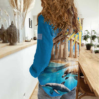 Greece Independence Day 25th March Women Casual Shirt Scenery in Greece