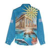 Greece Independence Day 25th March Women Casual Shirt Scenery in Greece