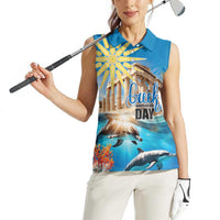 Greece Independence Day 25th March Women Sleeveless Polo Shirt Scenery in Greece