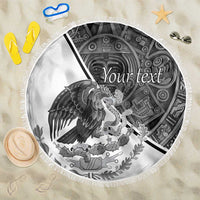 Personalized Mexico Aztec Calendar Beach Blanket Flag and Coat of Arms