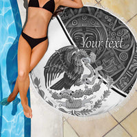 Personalized Mexico Aztec Calendar Beach Blanket Flag and Coat of Arms