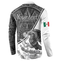 Personalized Mexico Aztec Calendar Button Sweatshirt Flag and Coat of Arms