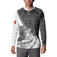 Personalized Mexico Aztec Calendar Button Sweatshirt Flag and Coat of Arms