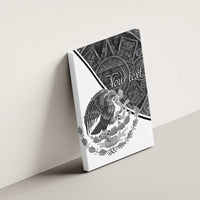 Personalized Mexico Aztec Calendar Canvas Wall Art Flag and Coat of Arms
