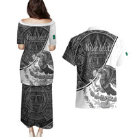 Personalized Mexico Aztec Calendar Couples Matching Puletasi and Hawaiian Shirt Flag and Coat of Arms