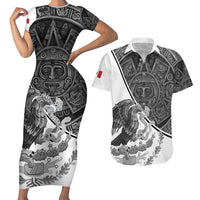 Personalized Mexico Aztec Calendar Couples Matching Short Sleeve Bodycon Dress and Hawaiian Shirt Flag and Coat of Arms