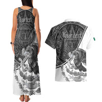 Personalized Mexico Aztec Calendar Couples Matching Tank Maxi Dress and Hawaiian Shirt Flag and Coat of Arms