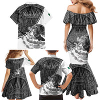 Personalized Mexico Aztec Calendar Family Matching Mermaid Dress and Hawaiian Shirt Flag and Coat of Arms