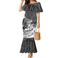 Personalized Mexico Aztec Calendar Family Matching Mermaid Dress and Hawaiian Shirt Flag and Coat of Arms