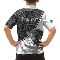 Personalized Mexico Aztec Calendar Family Matching Off Shoulder Maxi Dress and Hawaiian Shirt Flag and Coat of Arms