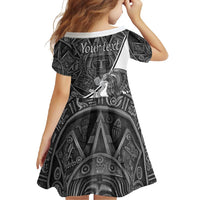 Personalized Mexico Aztec Calendar Family Matching Off Shoulder Maxi Dress and Hawaiian Shirt Flag and Coat of Arms