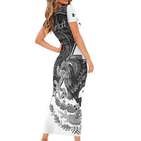 Personalized Mexico Aztec Calendar Family Matching Short Sleeve Bodycon Dress and Hawaiian Shirt Flag and Coat of Arms