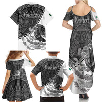 Personalized Mexico Aztec Calendar Family Matching Summer Maxi Dress and Hawaiian Shirt Flag and Coat of Arms