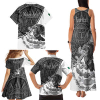 Personalized Mexico Aztec Calendar Family Matching Tank Maxi Dress and Hawaiian Shirt Flag and Coat of Arms