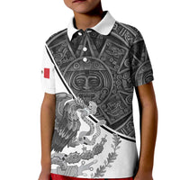 Personalized Mexico Aztec Calendar Kid Polo Shirt Flag and Coat of Arms