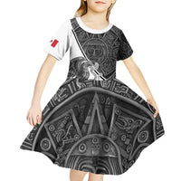 Personalized Mexico Aztec Calendar Kid Short Sleeve Dress Flag and Coat of Arms
