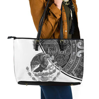 Personalized Mexico Aztec Calendar Leather Tote Bag Flag and Coat of Arms