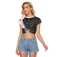 Personalized Mexico Aztec Calendar Raglan Cropped T Shirt Flag and Coat of Arms