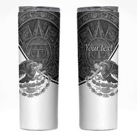 Personalized Mexico Aztec Calendar Skinny Tumbler Flag and Coat of Arms