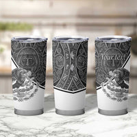 Personalized Mexico Aztec Calendar Tumbler Cup Flag and Coat of Arms