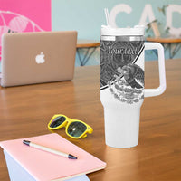 Personalized Mexico Aztec Calendar Tumbler With Handle Flag and Coat of Arms