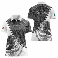 Personalized Mexico Aztec Calendar Women Polo Shirt Flag and Coat of Arms