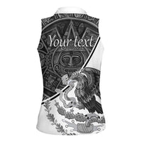Personalized Mexico Aztec Calendar Women Sleeveless Polo Shirt Flag and Coat of Arms