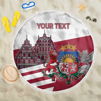 Personalized Riga Town Hall Square Latvia Beach Blanket Coat of Arms