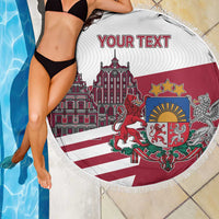 Personalized Riga Town Hall Square Latvia Beach Blanket Coat of Arms