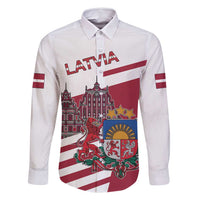 Personalized Riga Town Hall Square Latvia Family Matching Long Sleeve Bodycon Dress and Hawaiian Shirt Coat of Arms