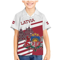 Personalized Riga Town Hall Square Latvia Family Matching Mermaid Dress and Hawaiian Shirt Coat of Arms