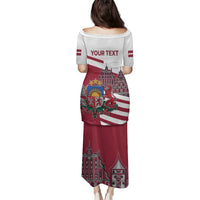 Personalized Riga Town Hall Square Latvia Family Matching Puletasi and Hawaiian Shirt Coat of Arms