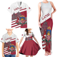 Personalized Riga Town Hall Square Latvia Family Matching Tank Maxi Dress and Hawaiian Shirt Coat of Arms