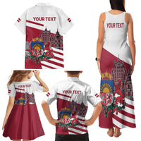 Personalized Riga Town Hall Square Latvia Family Matching Tank Maxi Dress and Hawaiian Shirt Coat of Arms