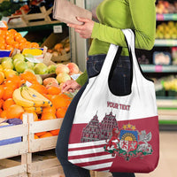 Personalized Riga Town Hall Square Latvia Grocery Bag Coat of Arms