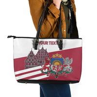 Personalized Riga Town Hall Square Latvia Leather Tote Bag Coat of Arms